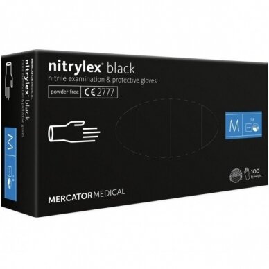 Juodos nitrilinės pirštinės NITRYLEX M dydis - 100vnt