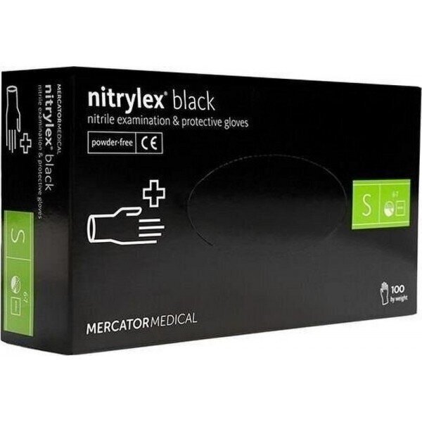Juodos nitrilinės pirštinės NITRYLEX S dydis - 100vnt