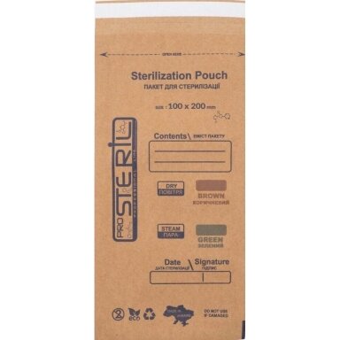 STERIL PRO vienkartiniai sterilizavimo maišeliai 100x200 mm (MADE IN UKRAINE) 100vnt