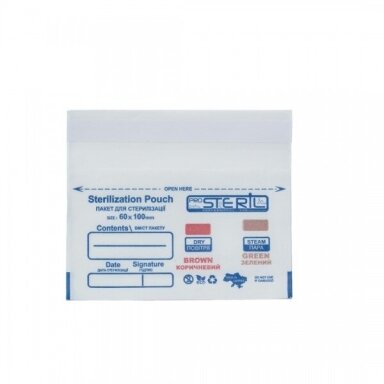 STERIL PRO vienkartiniai sterilizavimo maišeliai 60x100 mm (MADE IN UKRAINE) 100vnt