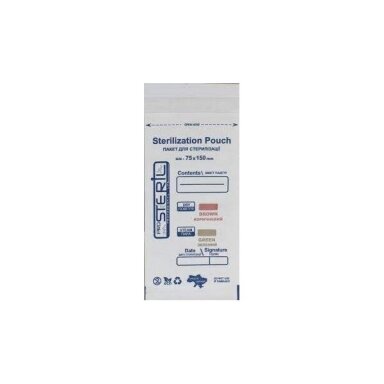 STERIL PRO vienkartiniai sterilizavimo maišeliai 75x150 mm (MADE IN UKRAINE) 100vnt