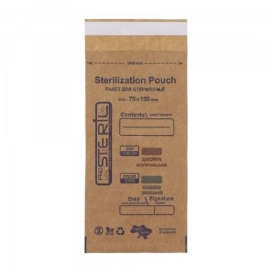 STERIL PRO vienkartiniai sterilizavimo maišeliai 75x150 mm (MADE IN UKRAINE) 100vnt