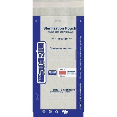 STERIL PRO vienkartiniai sterilizavimo maišeliai 75x150 mm (MADE IN UKRAINE) 100vnt