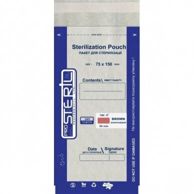 STERIL PRO vienkartiniai sterilizavimo maišeliai 75x150 mm (MADE IN UKRAINE) 100vnt STERIL PRO vienkartiniai sterilizavimo maišeliai 75x150 mm (MADE IN UKRAINE) 100vnt